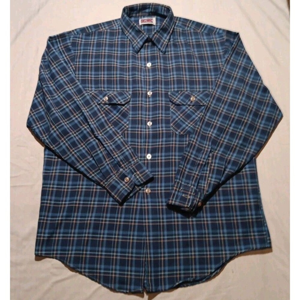 Vintage Big Mac Shirt Mens Large Purple Plaid Cotton Western Work Wear *Pics*